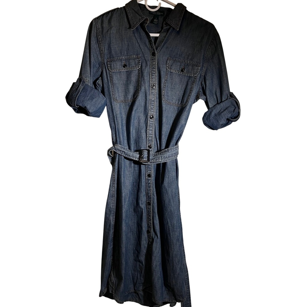 Lauren Jeans Co Ralph Lauren Denim Chambray Button Front Shirt Dress Size 8